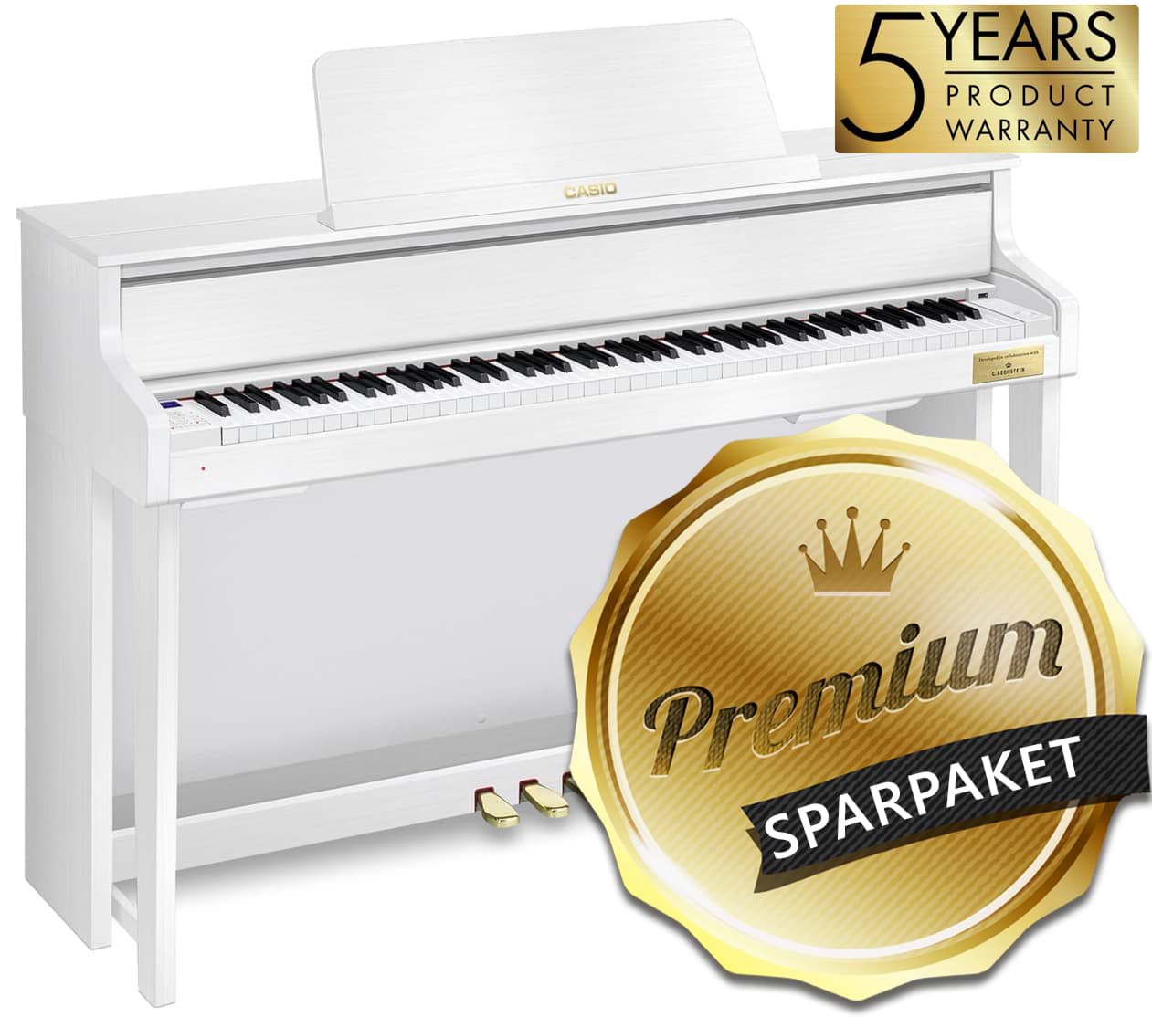 Casio Grand Hybrid GP-310 WE Weiß Matt - Sparpaket